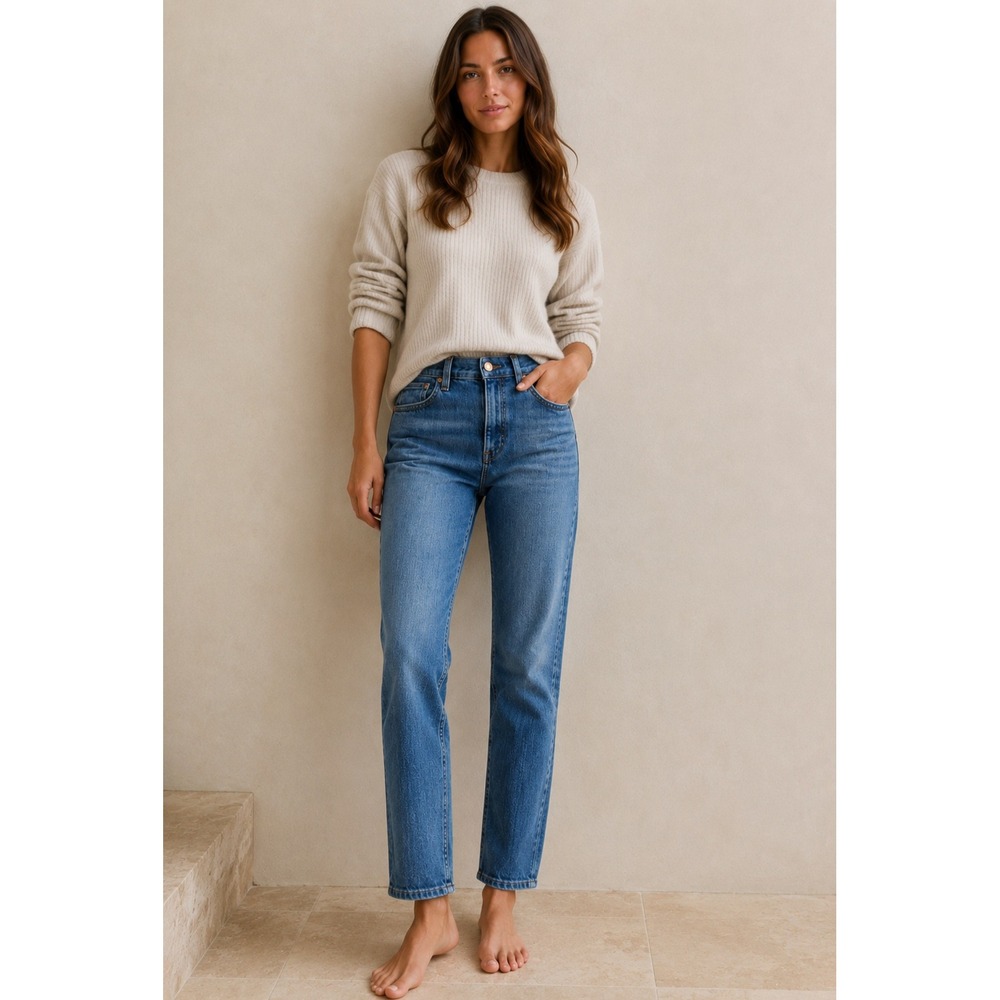 AYR The Pop Jeans Womens 28 Blue High Rise Straight Medium Wash